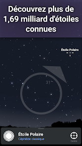 Capture écran de l'application stellarium avec un visuel du ciel et des constellations. Ce n'est pas vraiment une application pour la santé mais pour prendre soin de soi