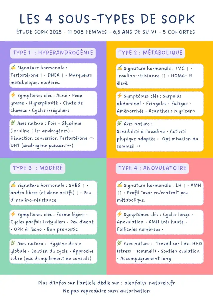 Infographie qui présente l'étude 2025 SOPK sur les 4 sous-types